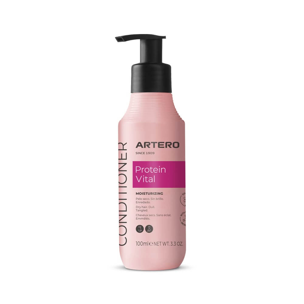 Artero Protein Vital acondicionador profesional para perros y gatos que hidrata, repara, desenreda y aporta brillo al pelaje, disponible en Gabo y Gordo E Shop.