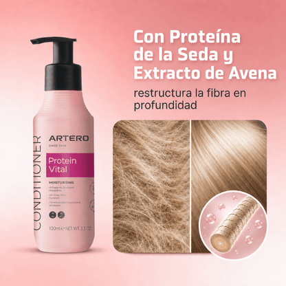 Artero Protein Vital acondicionador profesional para perros y gatos que hidrata, repara, desenreda y aporta brillo al pelaje, disponible en Gabo y Gordo E Shop.