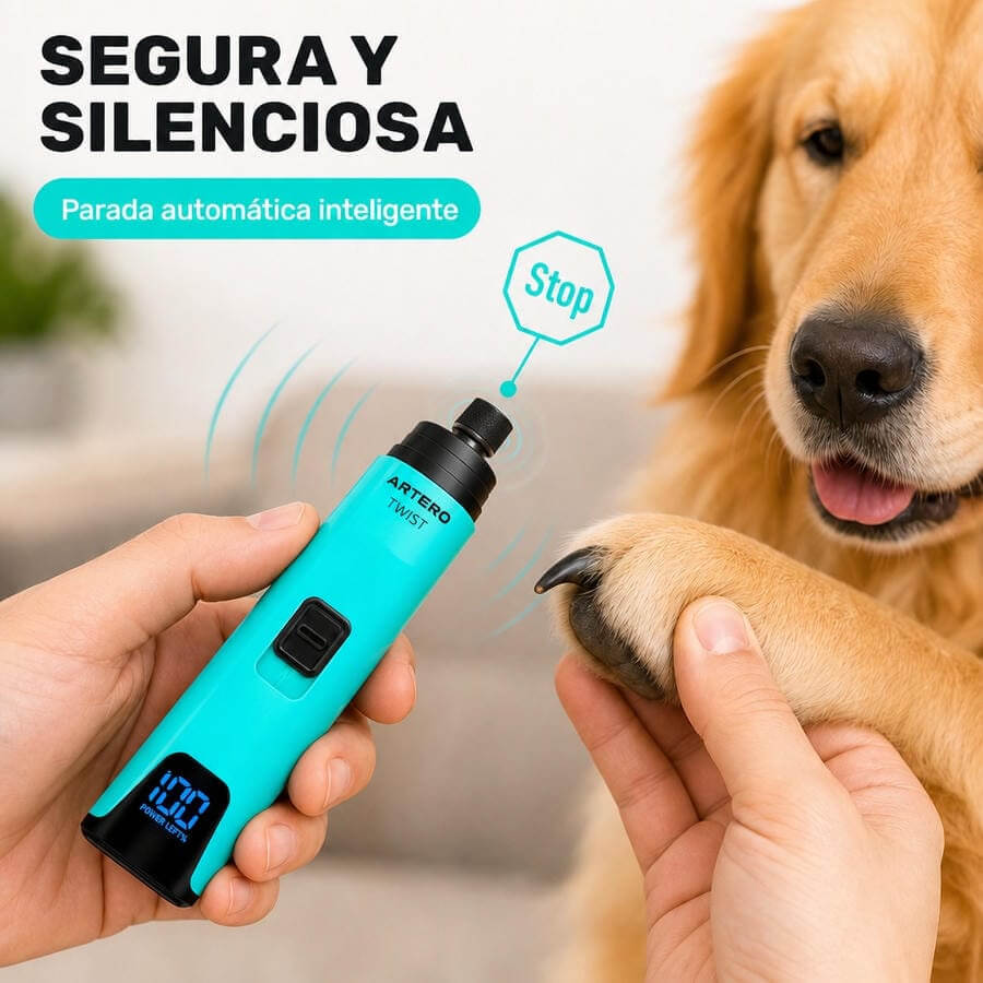 Artero Twist lima eléctrica profesional para uñas de perros y gatos con pantalla LED y USB-C