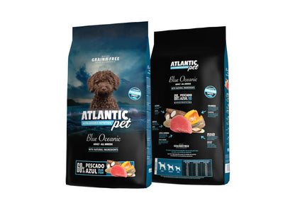 Atlantic Pet Blue Oceanic pienso Grain Free con 60 % de pescado, atún fresco y sardina deshidratada para perros, formatos 2 y 12 kg