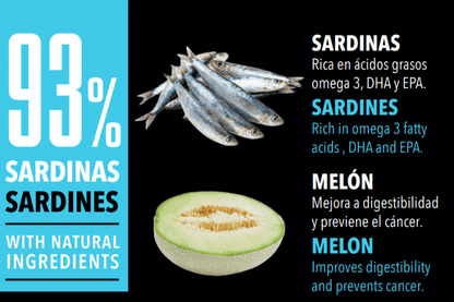 Atlantic Pet Blue Oceanic comida húmeda Grain Free con 93 % de sardina y 4 % de melón para perros, formatos 200 y 400 g