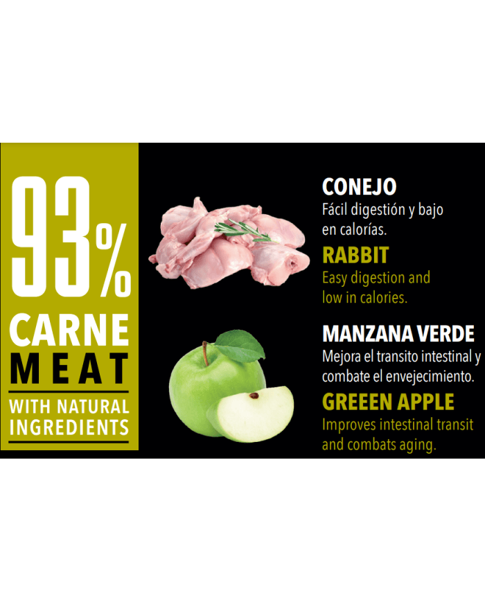 Atlantic Pet Mini Green Grassland comida húmeda sin cereales para perros con 63 % pollo y 30 % conejo, packs de 6 latas