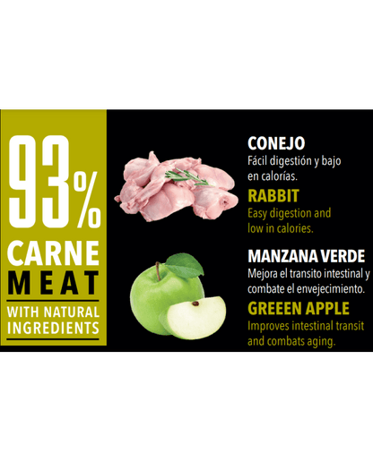 Atlantic Pet Mini Green Grassland comida húmeda sin cereales para perros con 63 % pollo y 30 % conejo, packs de 6 latas