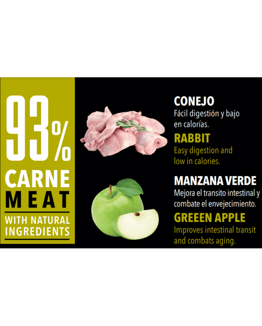 Atlantic Pet Mini Green Grassland comida húmeda sin cereales para perros con 63 % pollo y 30 % conejo, packs de 6 latas