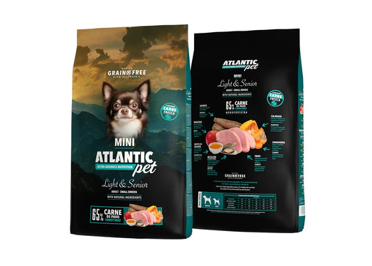 Atlantic Pet Mini Light & Senior pienso Grain Free con 65 % de pavo para perros pequeños, senior y esterilizados, 1,5 y 6 kg