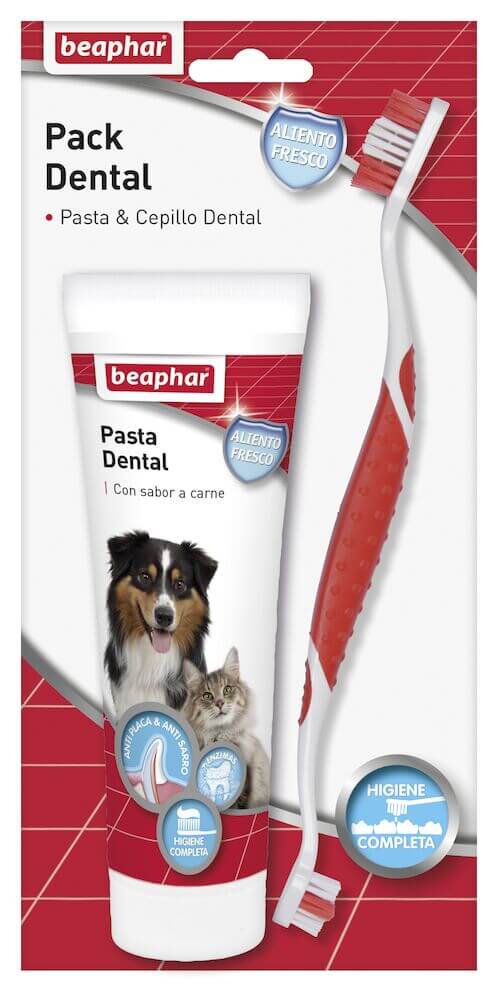 Beaphar Pack Dental con pasta dentífrica y cepillo doble para perros y gatos
