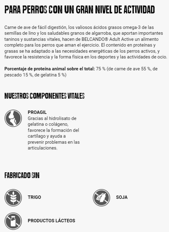 BELCANDO Adult Active pienso para perros adultos activos y deportistas disponible en Gran Canaria y Canarias