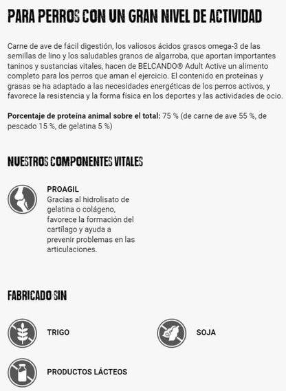 BELCANDO Adult Active pienso para perros adultos activos y deportistas disponible en Gran Canaria y Canarias