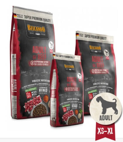 BELCANDO Adult Grain Free Beef pienso sin cereales y sin pollo con 40 % de carne fresca de ternera para perros adultos
