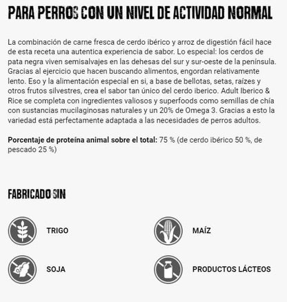 BELCANDO Adult Iberico & Rice pienso con 30 % de cerdo ibérico fresco y arroz para perros adultos