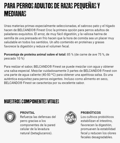 BELCANDO Finest Croc pienso premium con pato y efecto salsa para perros adultos pequeños y medianos