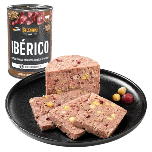 Comida húmeda BELCANDO Ibérico con Garbanzos y Arándanos para perros adultos sin cereales