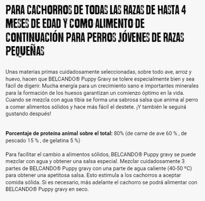 BELCANDO Puppy Gravy pienso con carne fresca de ave y efecto salsa para cachorros hasta 4 meses