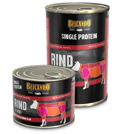 BELCANDO Single Protein Ternera – Alimento húmedo monoproteico premium para perros adultos, ideal para dietas de eliminación e intolerancias.