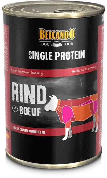 BELCANDO Single Protein Ternera – Alimento húmedo monoproteico premium para perros adultos, ideal para dietas de eliminación e intolerancias.