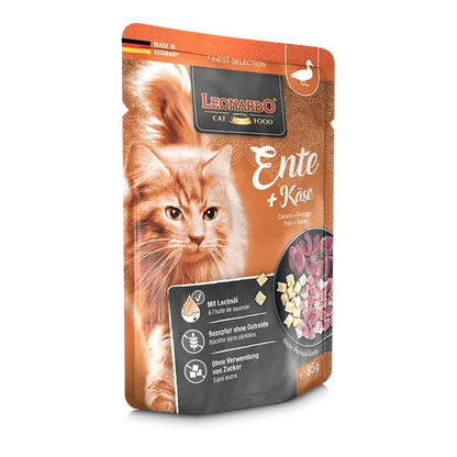 LEONARDO Finest Selection menu de pato y queso.  Gabo y Gordo E Shop, la mejor tienda online en las Islas Canarias, España, tienda online para mascotas, perros, gatos, conejos, tortugas, animales, accesorios para mascotas en general. 