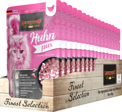 LEONARDO Menu Finest Selection puro pollo.  Gabo y Gordo E Shop, la mejor tienda online en las Islas Canarias, España, tienda online para mascotas, perros, gatos, conejos, tortugas, animales, accesorios para mascotas en general. 