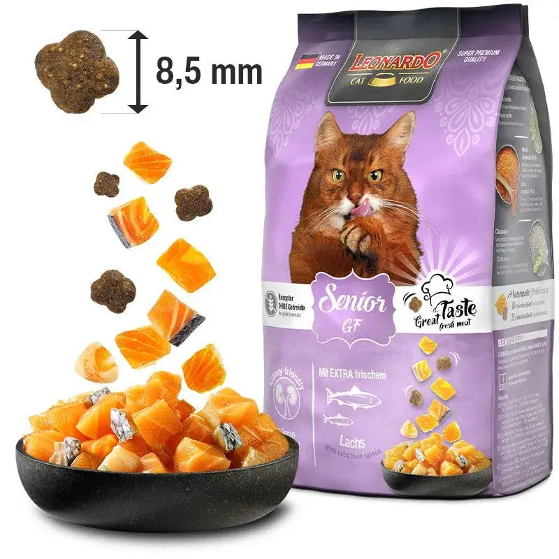 LEONARDO Adult Senior Grain Free | Pienso para gatos mayores de diez años con sensibilidad a los cereales.   Gabo y Gordo Pet Shop, tienda online en las Islas Canarias, España, tienda online para mascotas, perros, gatos, conejos, tortugas, animales, accesorios para mascotas en general.  