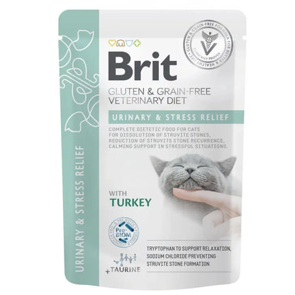 Comida húmeda BRIT Vet Diets Urinary & Stress Relief con pavo para gatos esterilizados