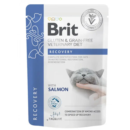 Comida húmeda BRIT Recovery Cat Pouch para gatos en recuperación con salmón – 85 g x 12 uds