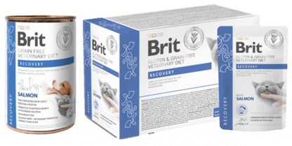 Comida húmeda BRIT Recovery Cat Pouch para gatos en recuperación con salmón – 85 g x 12 uds