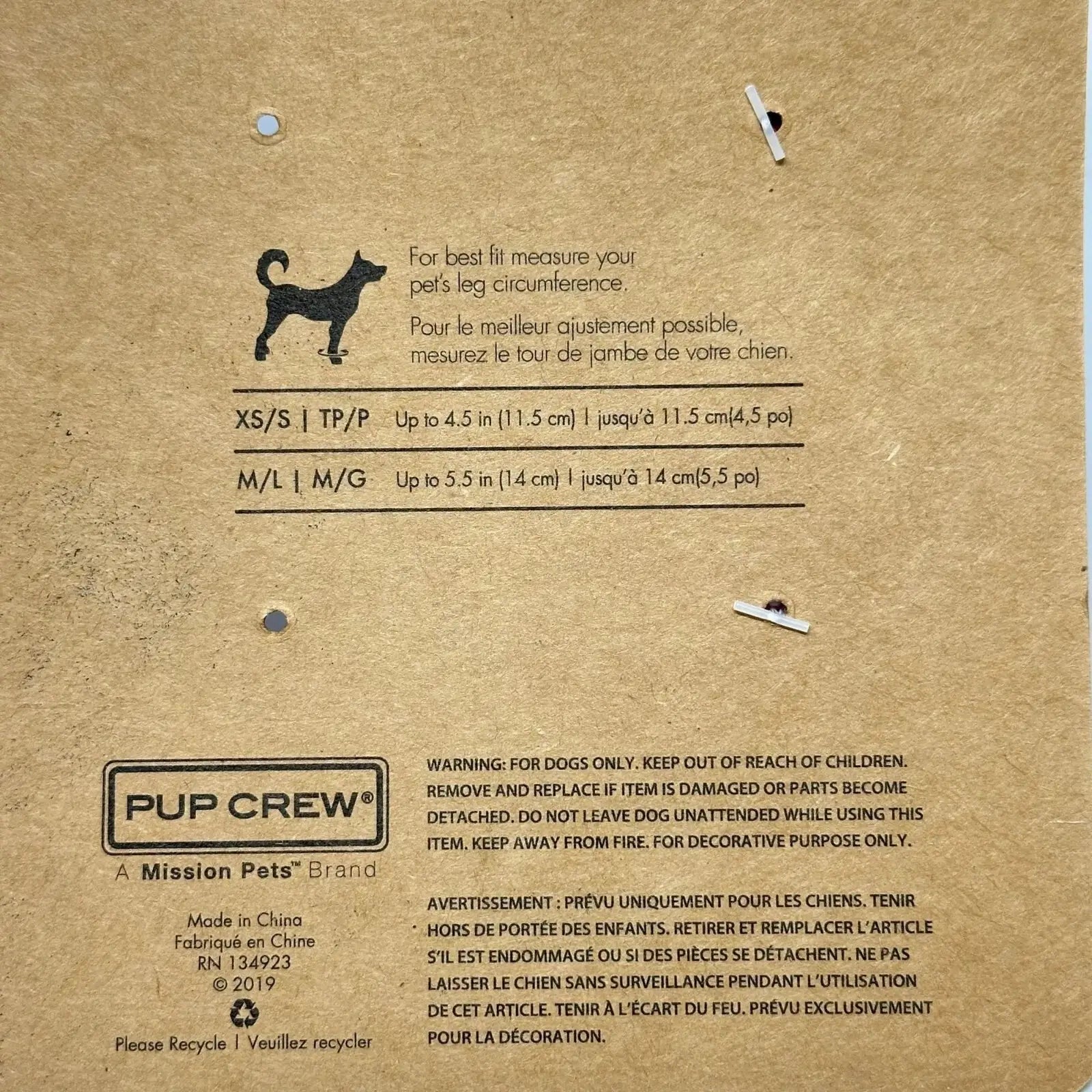 Calcetines navideños para perro Pup Crew con diseño de Papá Noel y suela antideslizante en color rojo y blanco