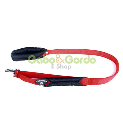 Correa doble TRE PONTI roja de 100 cm con asas acolchadas para perros grandes