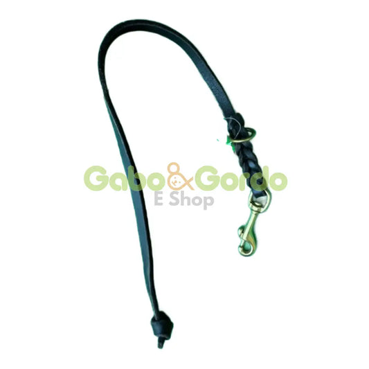 Correa corta extensible de cuero KLIN con mosquetón dorado – 57 cm