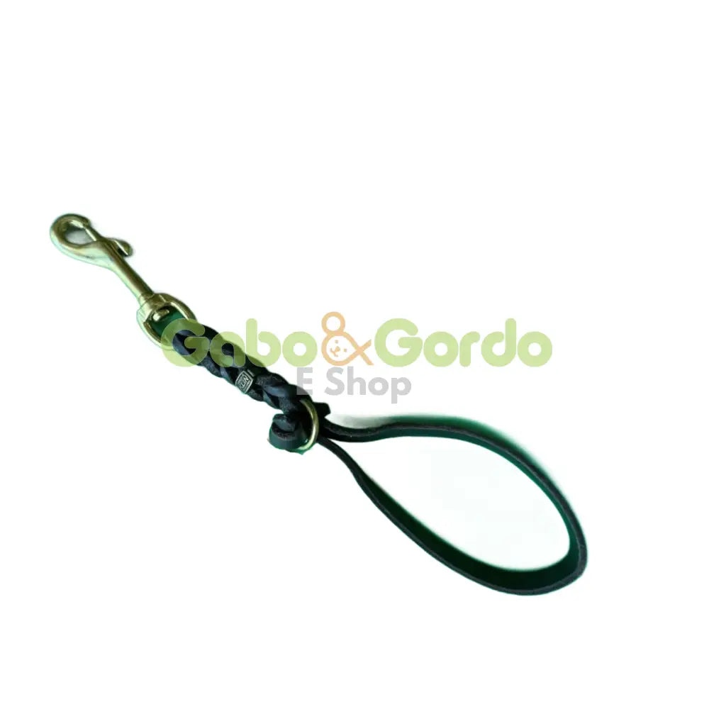 Correa corta extensible de cuero KLIN con mosquetón dorado – 57 cm