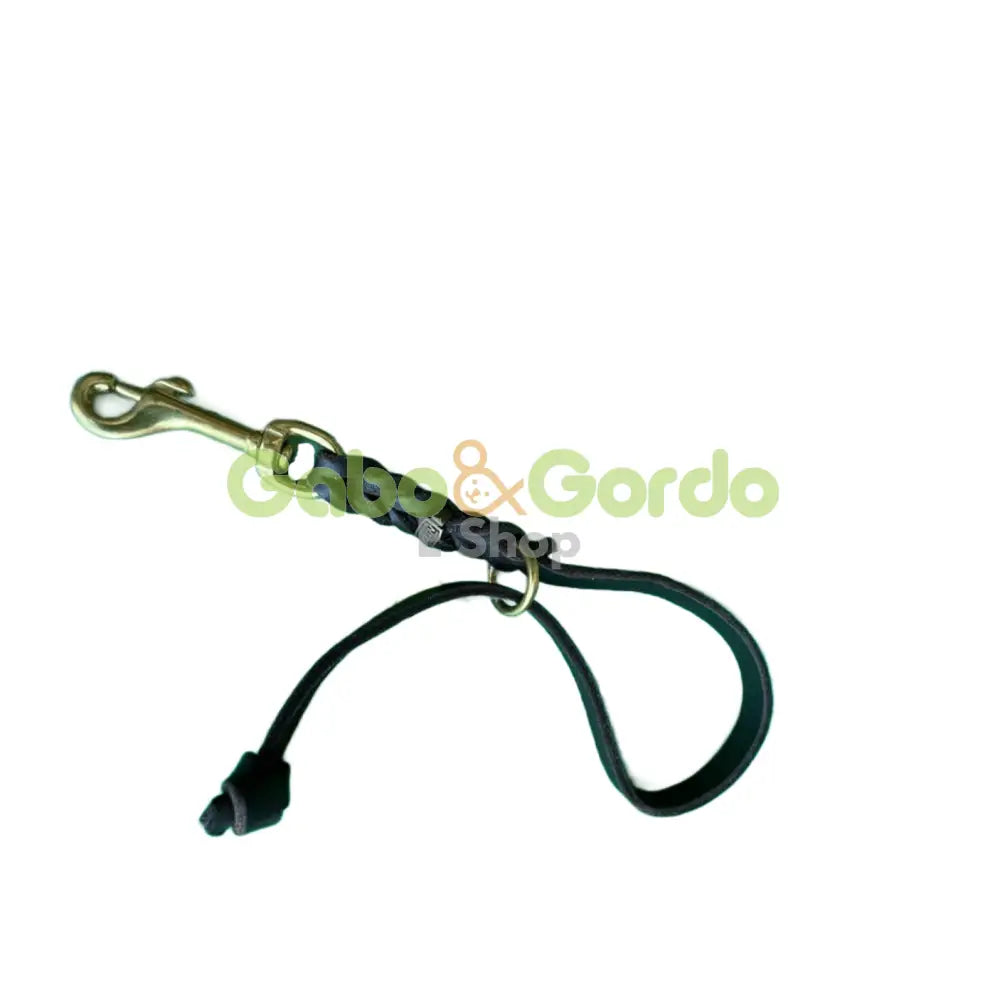 Correa corta extensible de cuero KLIN con mosquetón dorado – 57 cm