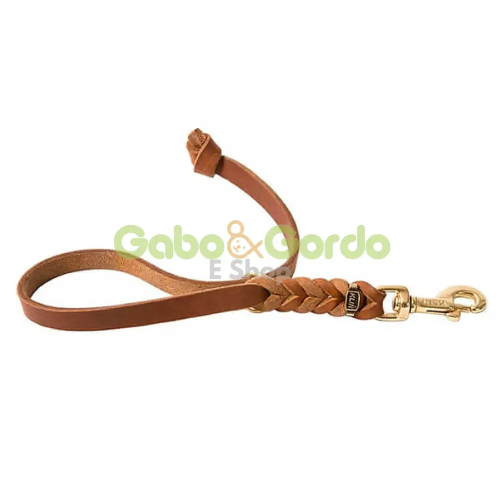 Correa corta extensible de cuero KLIN con mosquetón dorado – 57 cm