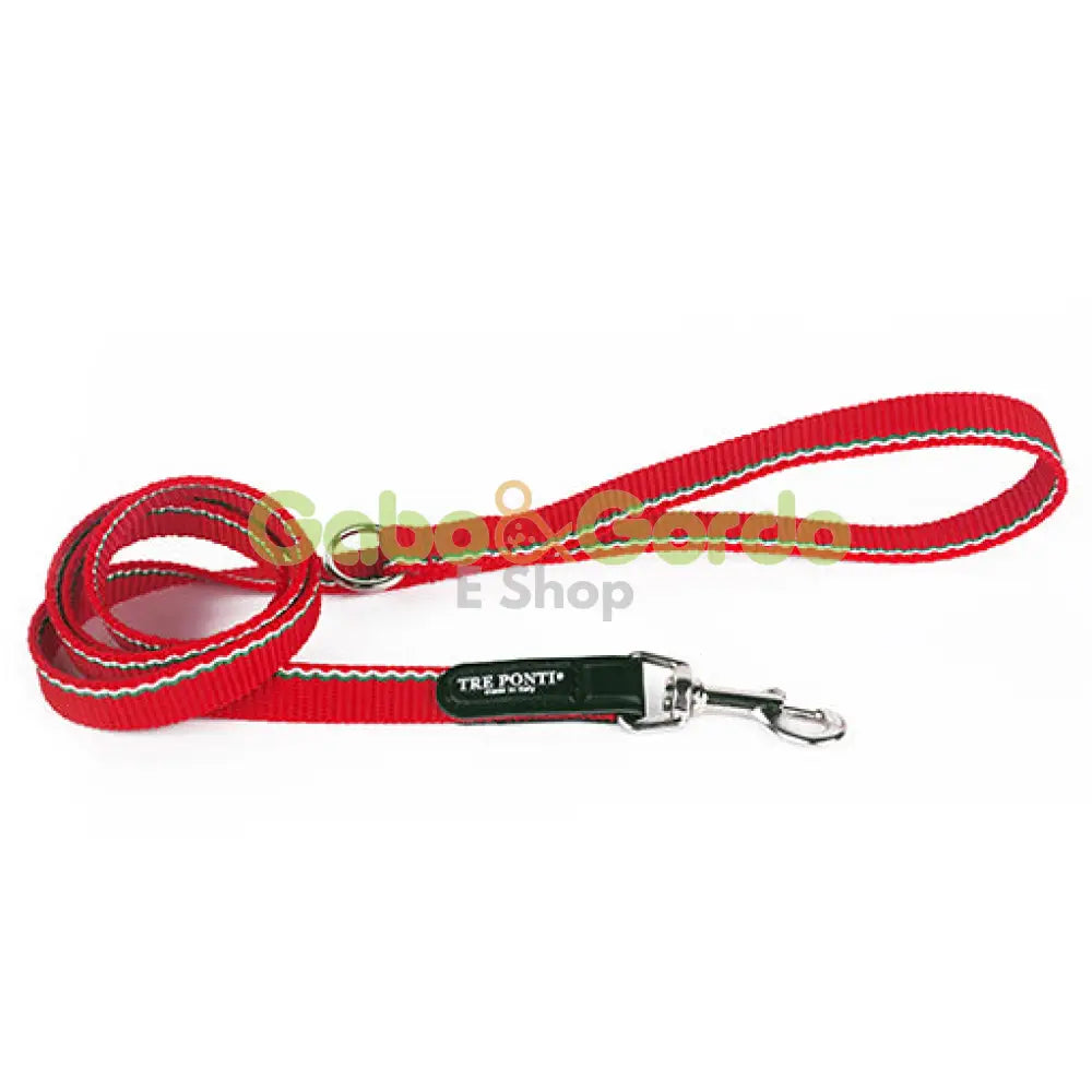 Correa roja TRE PONTI con bandera de Italia para perros pequeños y medianos