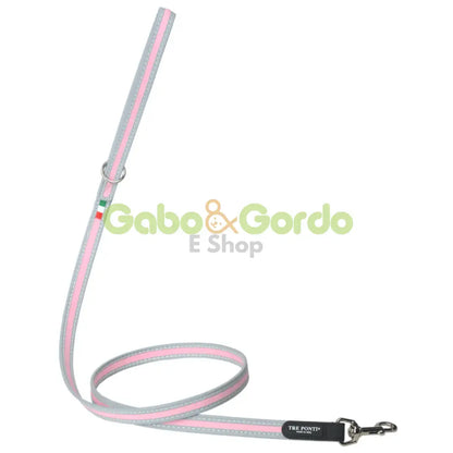 Correa reflectante TRE PONTI rosa 118 cm para perros pequeños y medianos, diseño italiano e impermeable