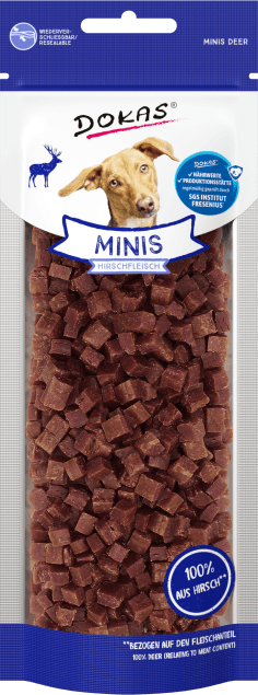 Dokas Minis con Venado 60 g, snacks para perros con 93 % de carne de venado, ricos en proteínas y bajos en grasa