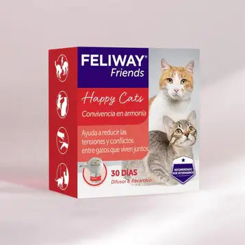 FELIWAY Friends Difusor con recambio de 48 ml para reducir peleas, estrés y conflictos entre gatos en el hogar. Disponible en Gabo y Gordo E Shop con envío en Canarias.
