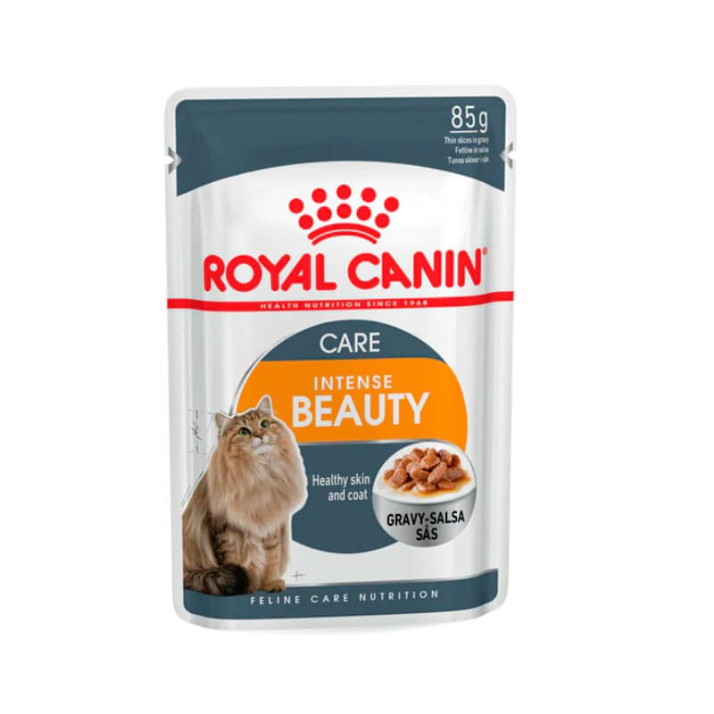 ROYAL CANIN Intense Beauty Gravy Pouch | Pack de 12 x 85 g para gatos