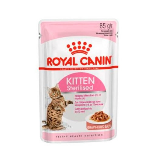 ROYAL CANIN  Kitten Sterilised Gravy Pouch| Pack de 12 x 85 g para gatos