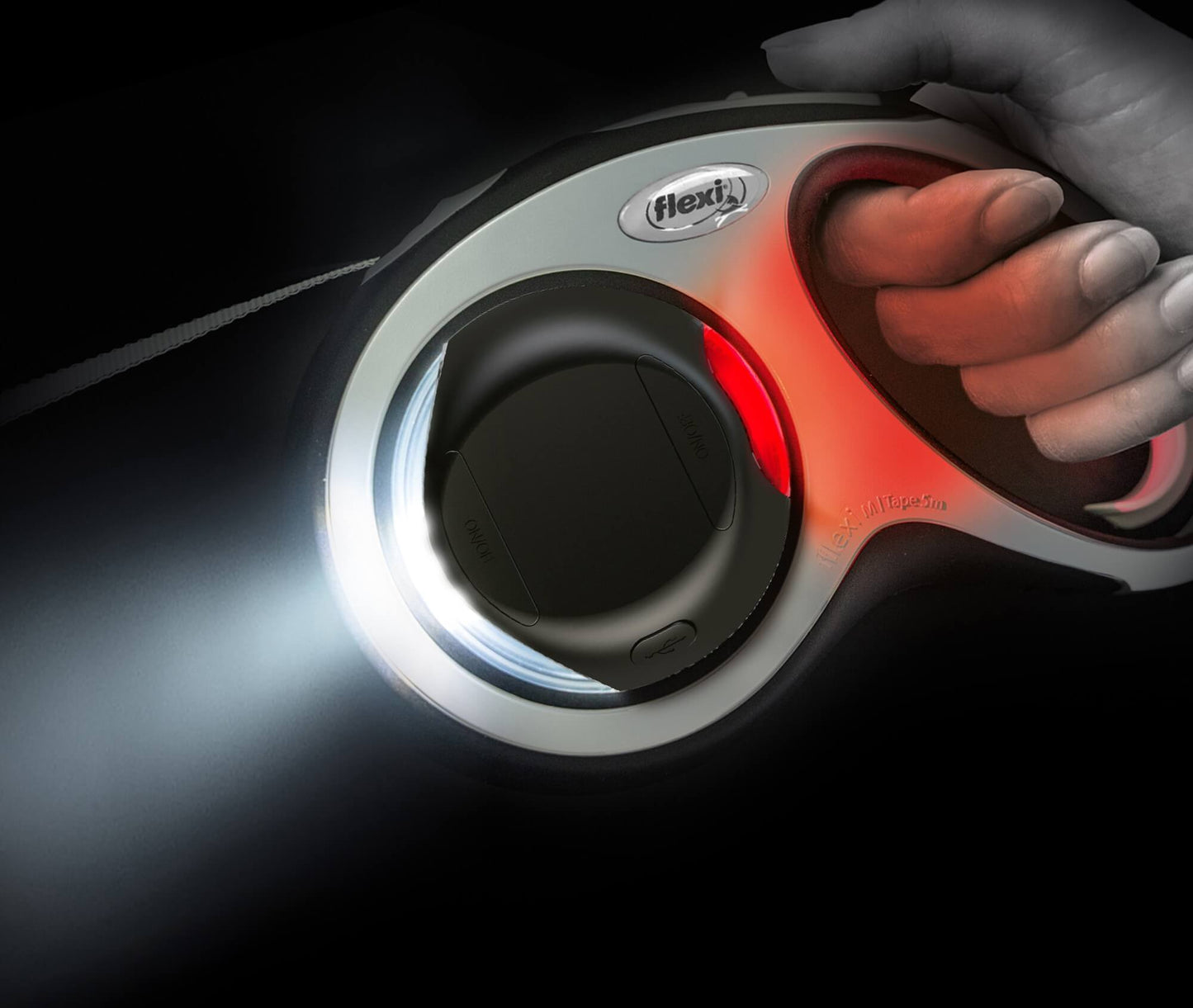 Lámpara LED FLEXI con luz frontal y trasera para correas de perro, recargable y segura para paseos nocturnos