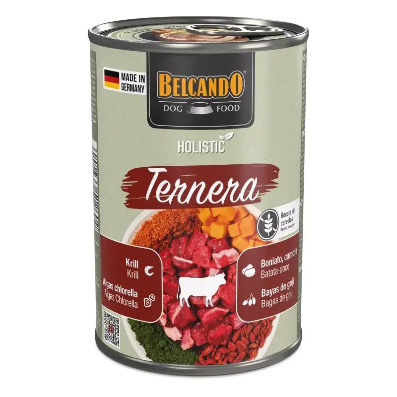 Comida húmeda holística para perros adultos con ternera y superalimentos sin cereales Made in Germany