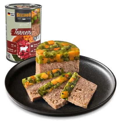 Comida húmeda holística para perros adultos con ternera y superalimentos sin cereales Made in Germany