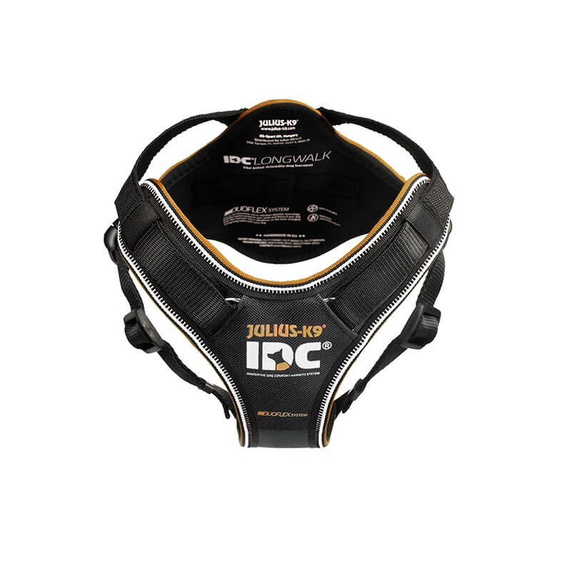 Arnés Julius K9 IDC Longwalk Black negro y gris para perros ergonómico