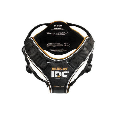 Arnés Julius K9 IDC Longwalk Black negro y gris para perros ergonómico