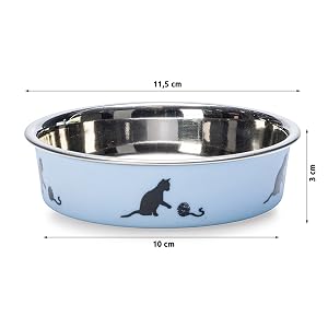 KARLIE Ascar comedero de acero inoxidable antideslizante de 160 ml para gatos y gatitos