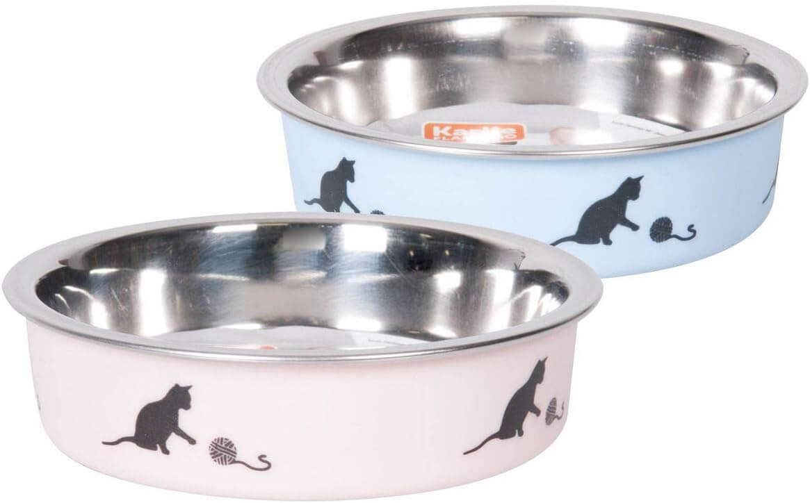 KARLIE Ascar comedero de acero inoxidable antideslizante de 160 ml para gatos y gatitos