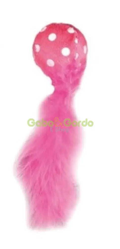 Pelota Karlie Flamingo Polka rosada con plumas y sonido para gatos