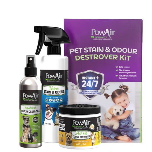 Kit destructor de manchas y olores para perros y gatos con spray, eliminador enzimático y gel neutralizador disponible en Canarias