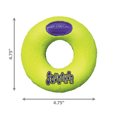 KONG AirDog Squeaker Donut — juguete donut con chirriador y material no abrasivo para buscar y recoger