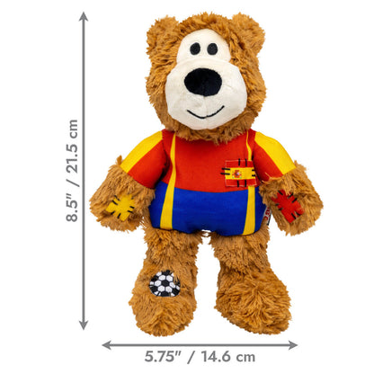 KONG Wild Knots Sport Bear España, peluche resistente para perros con cuerda interna anudada y chirriador para juegos interactivos.