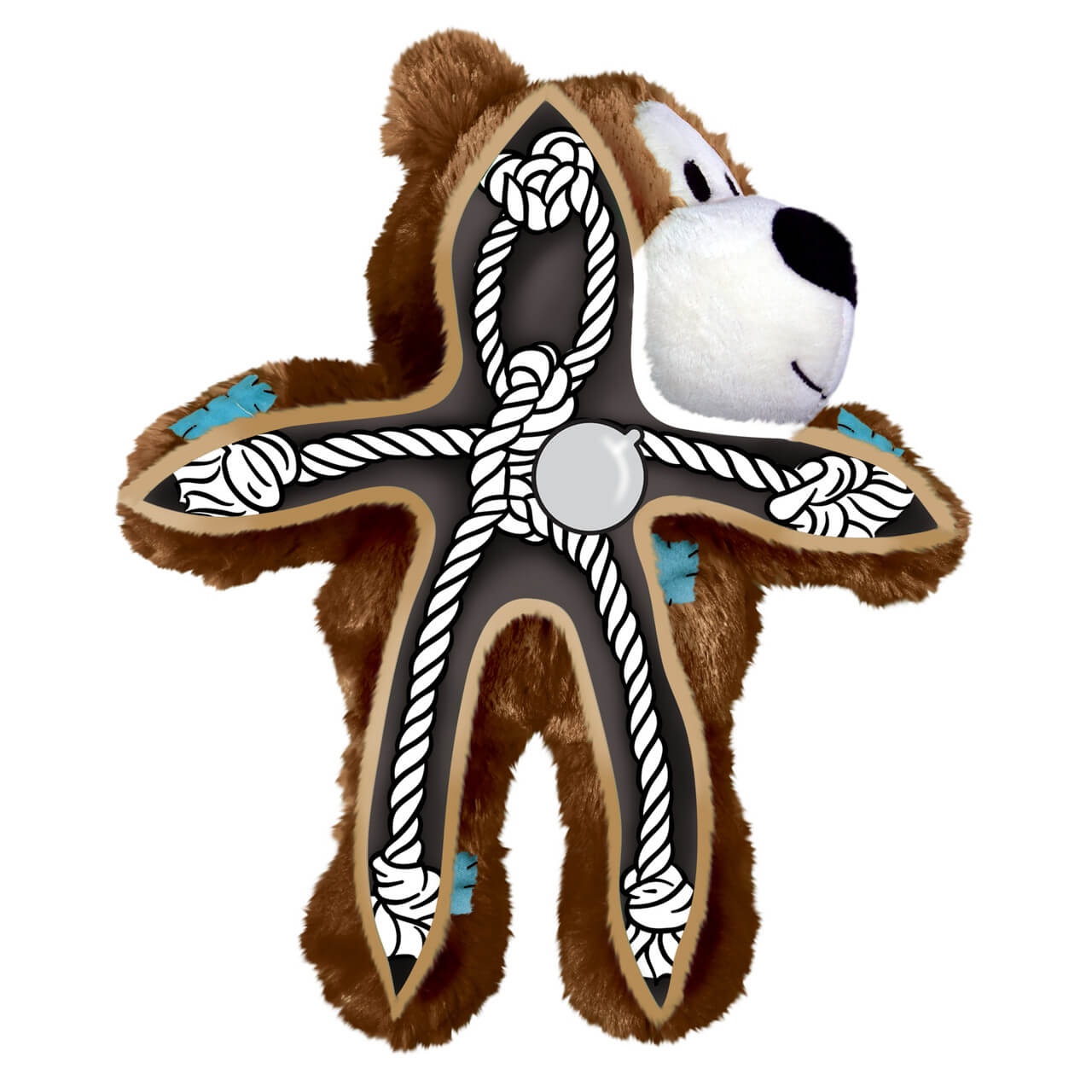 KONG Wild Knots Sport Bear España, peluche resistente para perros con cuerda interna anudada y chirriador para juegos interactivos.