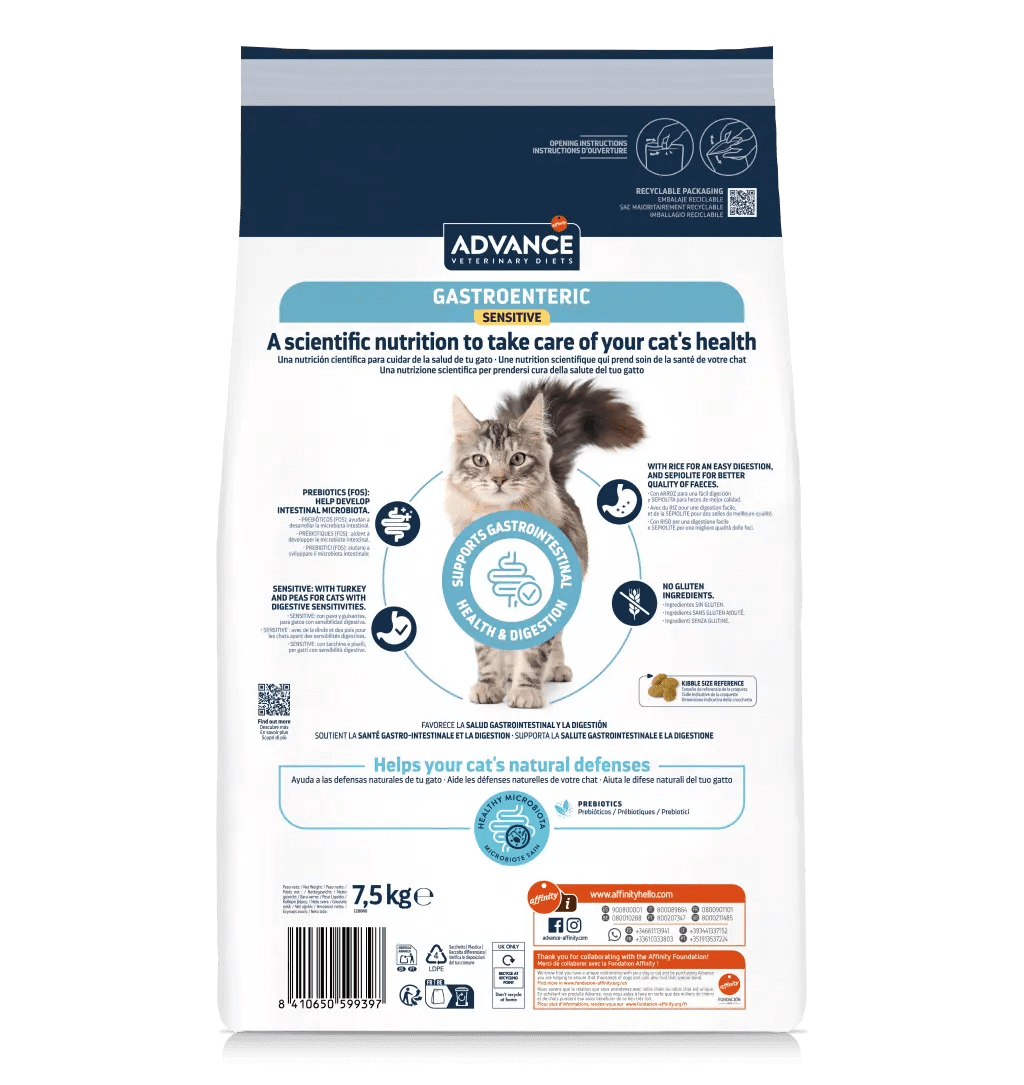 ADVANCE Vet Gastroenteric Sensitive | Pienso para gatos 1,5 kg.  Gabo y Gordo E Shop, la mejor tienda online en las Islas Canarias, España, tienda online para mascotas, perros, gatos, conejos, tortugas, animales, accesorios para mascotas en general. 
Gabo y Gordo E Shop in Canary Islands, the best store for pets, dogs, cats, rabbits, turtles, animals, pet accessories.